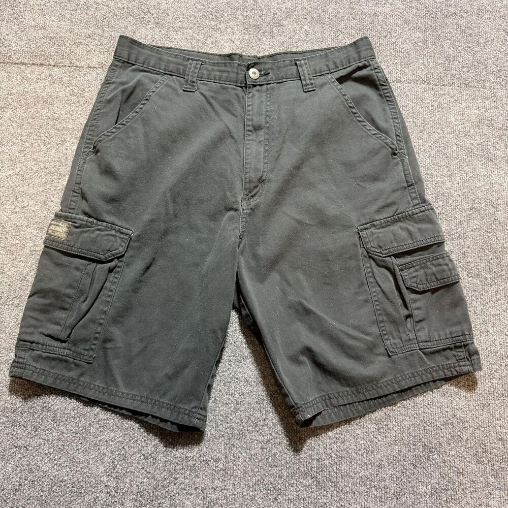 Wrangler Shorts Mens 34 Black Cargo Cotton Pockets Casual Workwear Originals